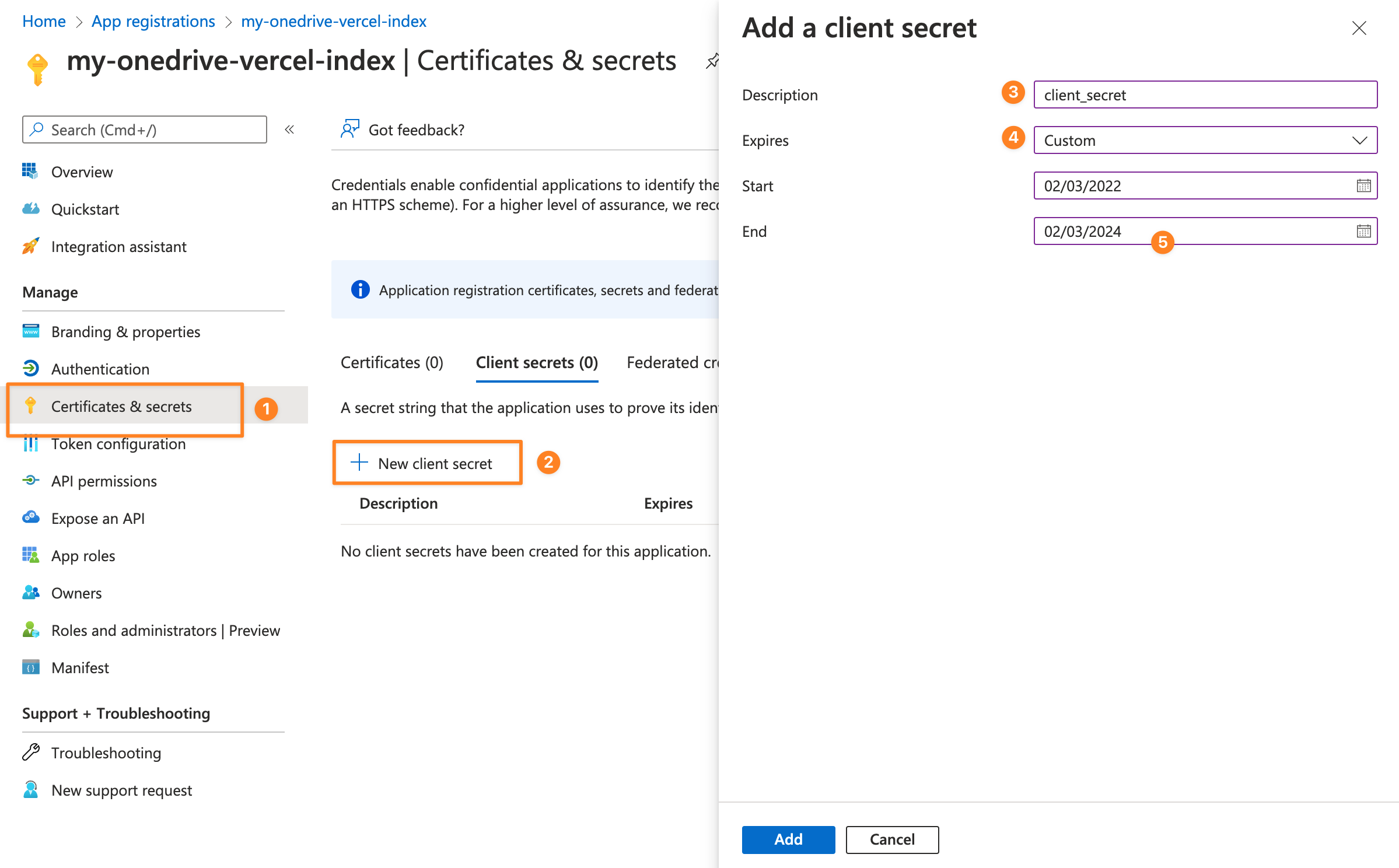 Create a client secret