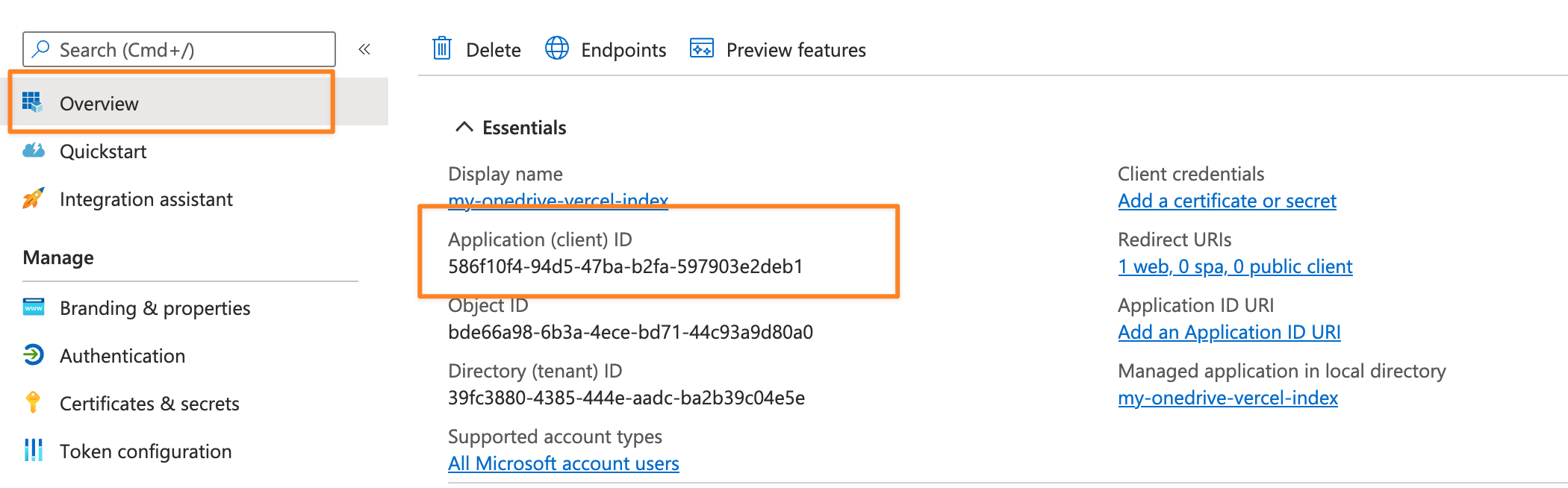 Application client ID